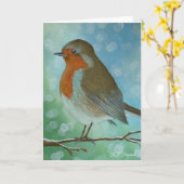 Robin Wenskaart Kaart (Gele Bloem)