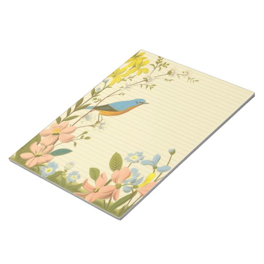 Robin:  Whimsical Flower Notitieblok (Schuin)