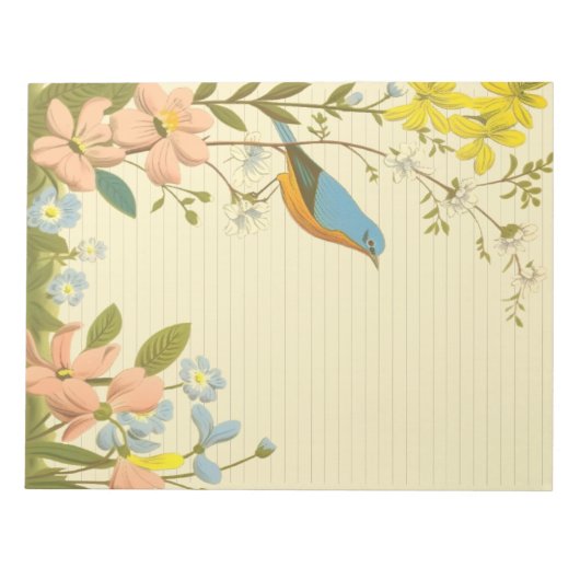 Robin:  Whimsical Flower Notitieblok (Voorkant)