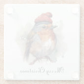 Robin Winter Delight, op maat Glazen Onderzetter (Achterkant)