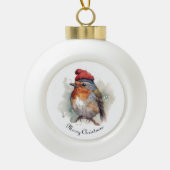 Robin Winter Delight, op maat Keramische Bal Ornament (Voorkant)