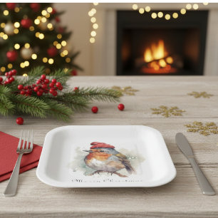 Robin Winter Delight, op maat Papieren Bordje