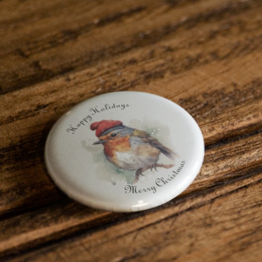 Robin Winter Delight, op maat Ronde Button 5,7 Cm