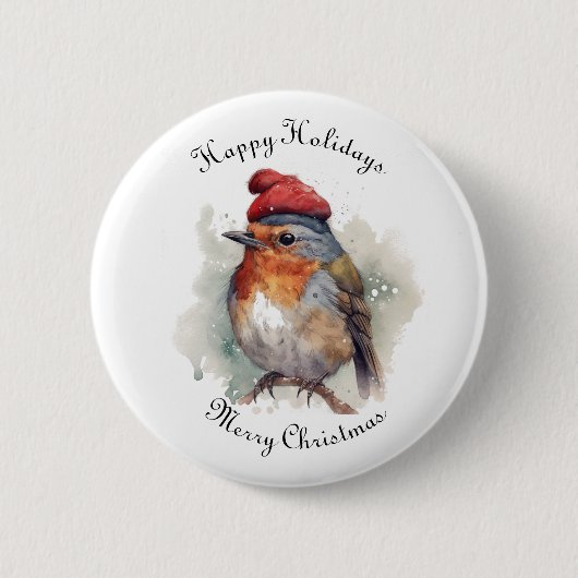 Robin Winter Delight, op maat Ronde Button 5,7 Cm (Voorkant)