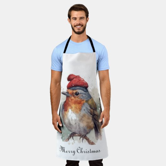 Robin Winter Delight, op maat Schort (Gedragen)