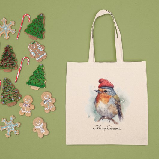 Robin Winter Delight, op maat Tote Bag