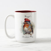 Robin Winter Delight, op maat Tweekleurige Koffiemok (Links)