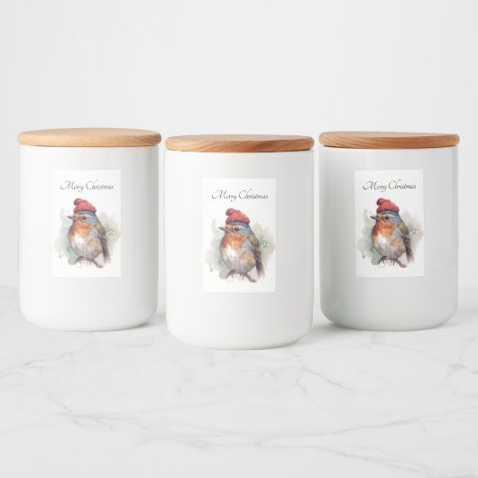 Robin Winter Delight, op maat Voedselcontainer Etiket (Flessen)