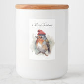 Robin Winter Delight, op maat Voedselcontainer Etiket (Voorkant)