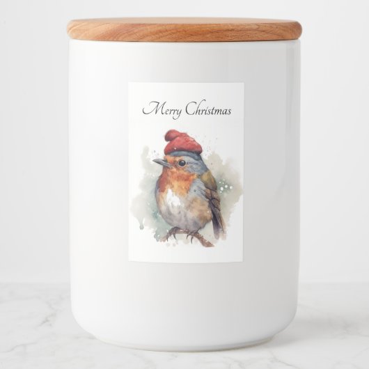Robin Winter Delight, op maat Voedselcontainer Etiket (Voorkant)