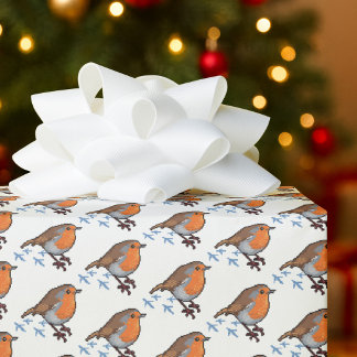 Robin Winter Scène Druk Festieve Kerst Patroon Cadeaupapier