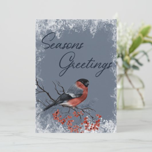 Robin Winter Vogels Zakelijke Kerstvakantie Kaart (Staand voorkant)