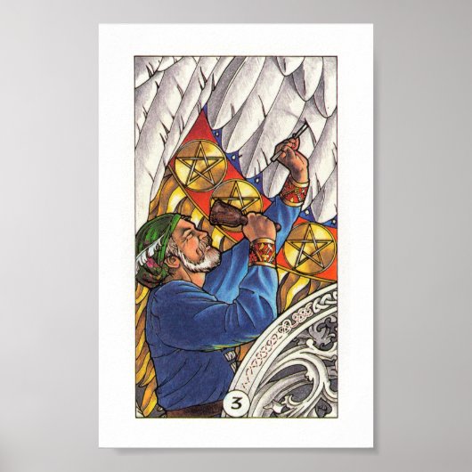 Robin Wood Tarot - 3 van Pentacles Poster (Voorkant)