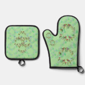 Robin, wreaths, and snowflakes green ovenwant & pannenlap set (Voorkant)