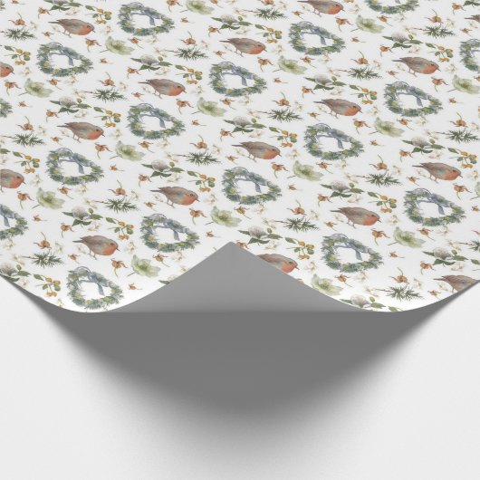 Robins and Flowers Cadeaupapier (Hoek)