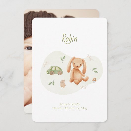 Robin's baantje kaart (Voorkant / Achterkant)