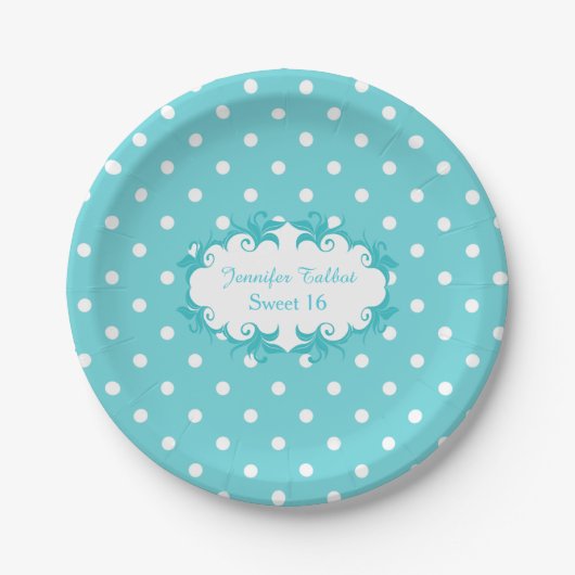  Robins Eg Blue Polka Dot Paper Bord (Voorkant)
