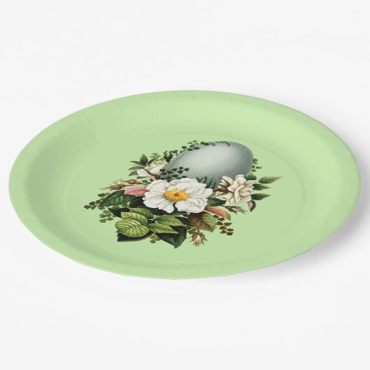 Robins Eg en Roos Pasen Papieren Bordje (Gekanteld)