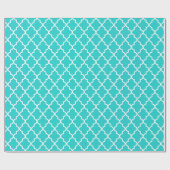 Robin's Egg Blauw en Wit Marokkaanse Quatrefoil Cadeaupapier (Vlak)