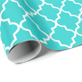 Robin's Egg Blauw en Wit Marokkaanse Quatrefoil Cadeaupapier (Rol Hoek)