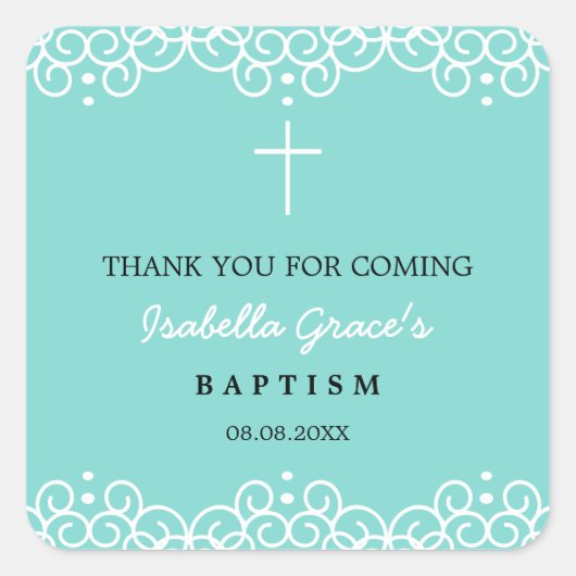 Robin's Egg Blauw & Wit | Doop Dank u Vierkante Sticker (Voorkant)