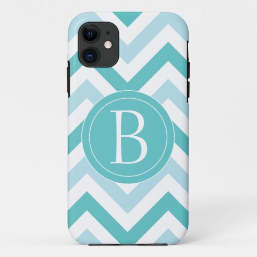 Robin's Egg Blauwe Chevron Hoogglans Telefoon Hoes (Achterkant)