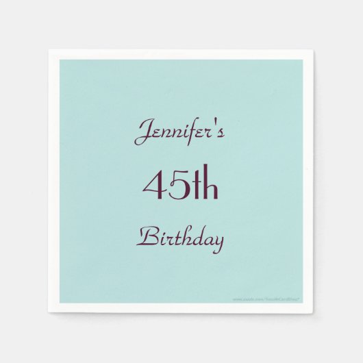 Robins Egg Blue 45th Birthday Party, Name, Paper Servetten (Voorkant)