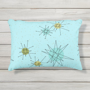 Robin's Egg Blue Atomic Starbursts Accent Pillow Buitenkussen