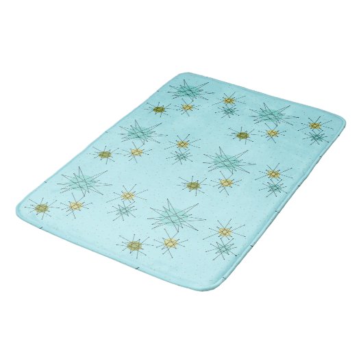 Robin's Egg Blue Atomic Starbursts Bath Mat (Gekanteld)