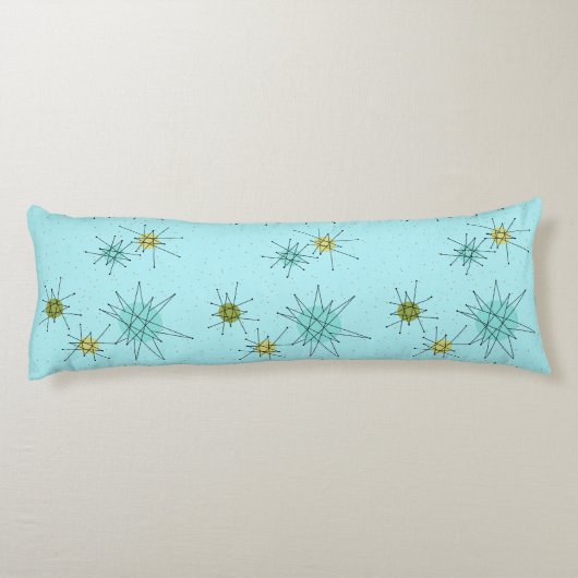 Robin's Egg Blue Atomic Starbursts Body Pillow Lichaamskussen (Achterkant)