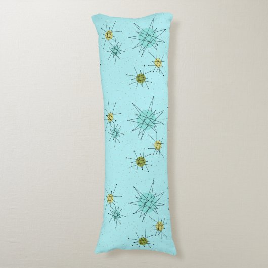 Robin's Egg Blue Atomic Starbursts Body Pillow Lichaamskussen (Voorkant Verticaal)