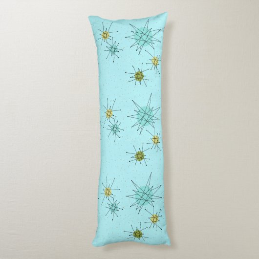 Robin's Egg Blue Atomic Starbursts Body Pillow Lichaamskussen (Achterkant (Verticaal))