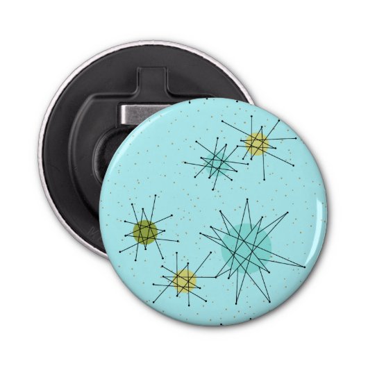 Robin's Egg Blue Atomic Starbursts Bottle Opener (Voorkant)