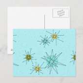 Robin's Egg Blue Atomic Starbursts Briefkaart (Voorkant / Achterkant)