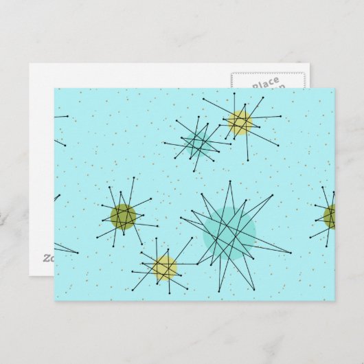 Robin's Egg Blue Atomic Starbursts Briefkaart (Voorkant / Achterkant)