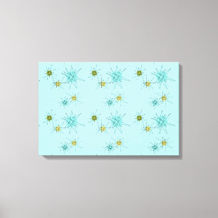 Robin's Egg Blue Atomic Starbursts Canvas Print