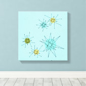 Robin's Egg Blue Atomic Starbursts Canvas Print (Insitu (Houten vloer))
