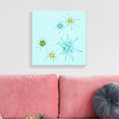 Robin's Egg Blue Atomic Starbursts Canvas Print (Insitu (Woonkamer))