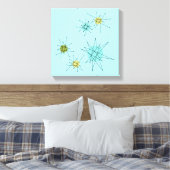 Robin's Egg Blue Atomic Starbursts Canvas Print (Insitu (Slaapkamer))