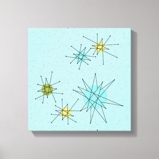 Robin's Egg Blue Atomic Starbursts Canvas Print (Voorkant)