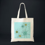 Robin's Egg Blue Atomic Starbursts Canvas tas<br><div class="desc">Dit Robin's Egg Blue Iconic Atomic Starbursts Canvas tas patroon kenmerkt iconische atomaire sterrenbursts. Dat klopt! De oude school, robin's eitblauwe achtergrond met gouden spugen, is de perfecte achtergrond voor de levendige turquoise, het kalkselderij en kitschy peren groene cirkels. De vlekken van kleur worden sporadisch geplaatst in diverse grootte met...</div>