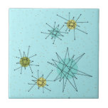 Robin's Egg Blue Atomic Starbursts Ceramic Tile Tegeltje<br><div class="desc">De eierblauwe iconische atoomstaarten van deze Robin bevatten keramisch tegelpatroon iconische atomaire sterrenbursts. Dat klopt! De oude school, robin's eitblauwe achtergrond met gouden spugen, is de perfecte achtergrond voor de levendige turquoise, het kalkselderij en de kitschy peren groene cirkels. De vlekken van kleur worden sporadisch geplaatst in diverse grootte met...</div>