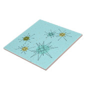 Robin's Egg Blue Atomic Starbursts Ceramic Tile Tegeltje (Zijkant)
