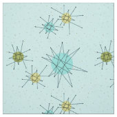 Robin's Egg Blue Atomic Starbursts Fabric Stof (Swatch)