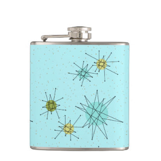 Robin's Egg Blue Atomic Starbursts Flask Heupfles