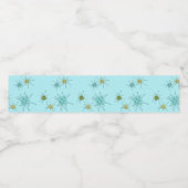 Robin's Egg Blue Atomic Starbursts Flessenlabel Waterfles Etiket (Enkel label)