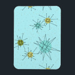 Robin's Egg Blue Atomic Starbursts Flexibele magne Magneet<br><div class="desc">Dit Robin’s Egg Blue Iconic Atomic Starbursts Flexible Magnet patroon is voorzien van iconische atoomstarbursts. Dat klopt! De oude school, Robin's ei blauw gekleurde achtergrond met gouden spikkels is de perfecte achtergrond voor de levendige turquoise, rustgevende selderij en kitschy peer groen gekleurde cirkels. De vlekken van kleur worden sporadisch geplaatst...</div>