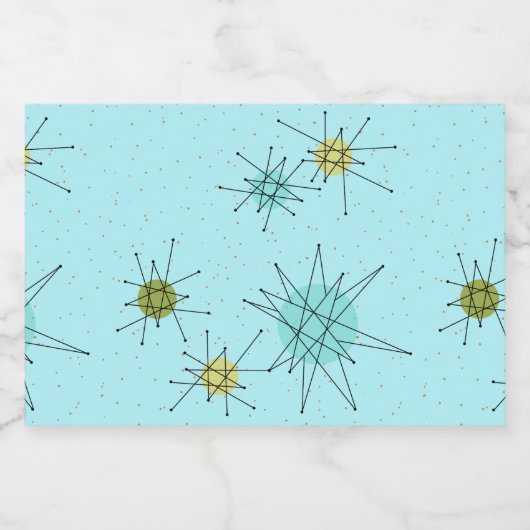 Robin's Egg Blue Atomic Starbursts Food Label Voedselcontainer Etiket (Enkel label)