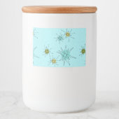 Robin's Egg Blue Atomic Starbursts Food Label Voedselcontainer Etiket (Voorkant)