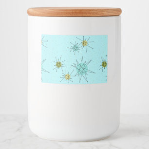 Robin's Egg Blue Atomic Starbursts Food Label Voedselcontainer Etiket